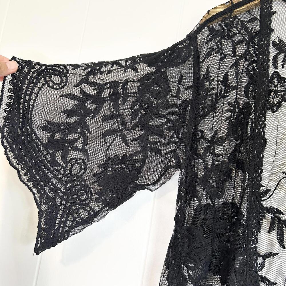 Siren Lily Floral Lace Crochet Sheer Open Cardigan Cover Up Women's Large - Picture 2 of 5